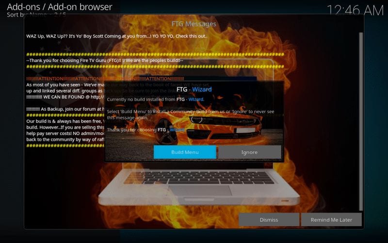 fire tv guru build menu