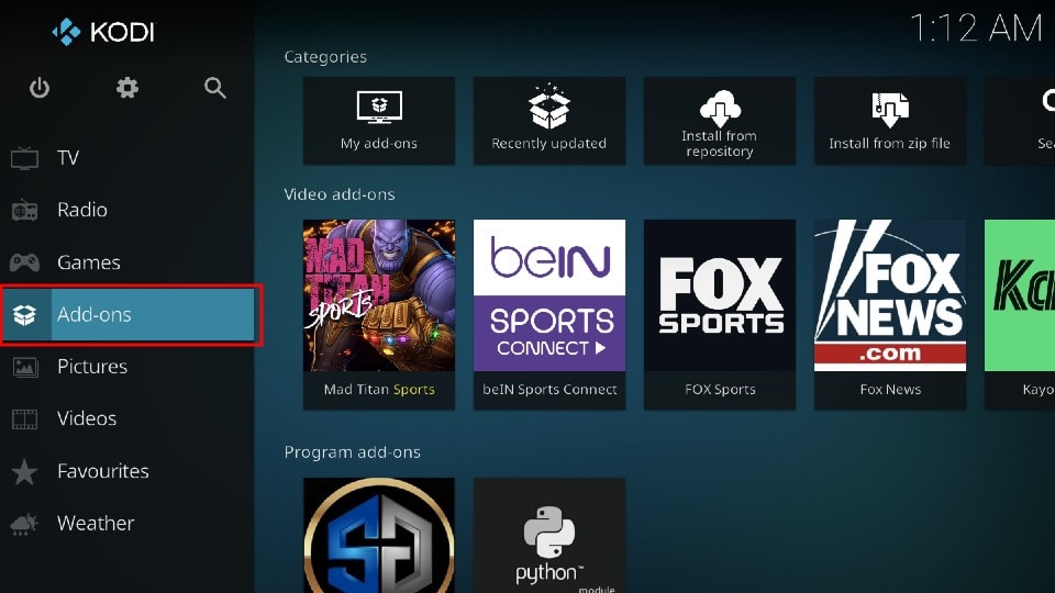 Addons option