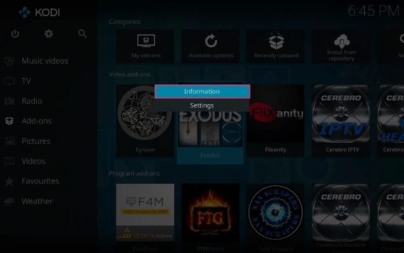 how to update exodus kodi addon on kodi leia and kodi krypton