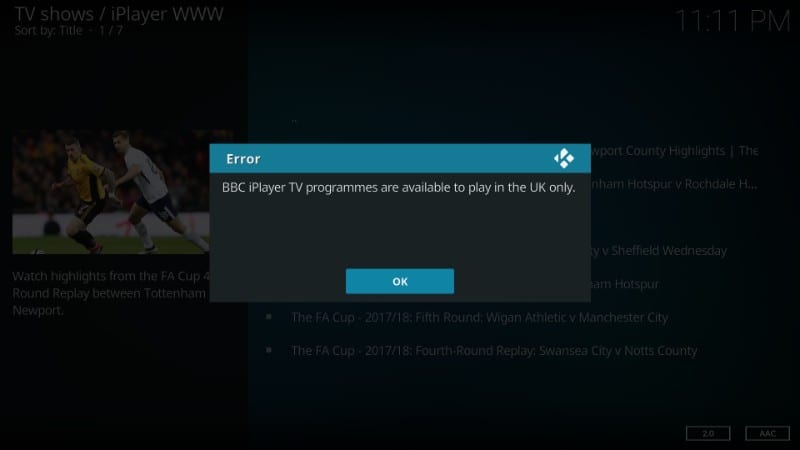 how to use iplayer www kodi addon outside uk