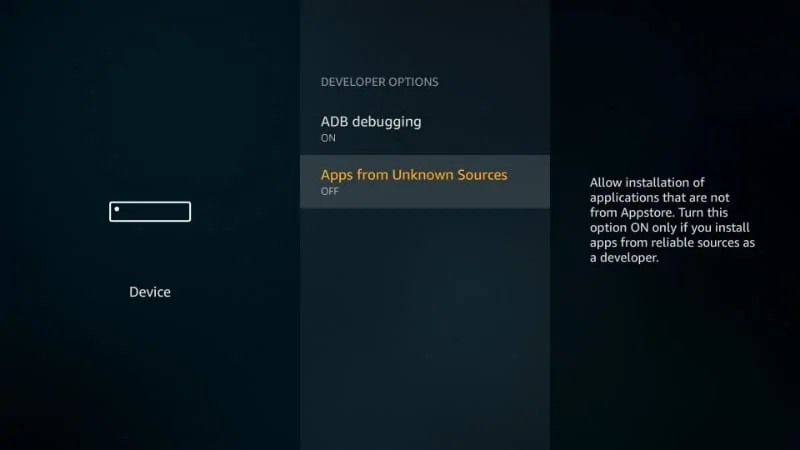 enable unknown sources on firestick