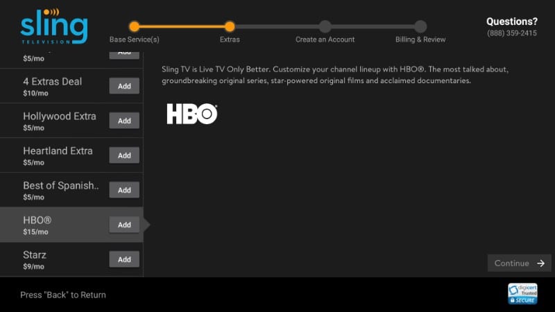 hbo on sling tv