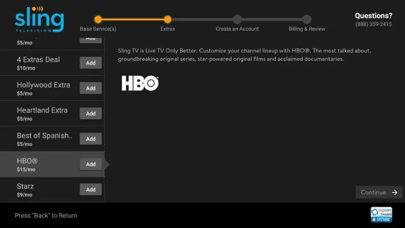 hbo on sling tv