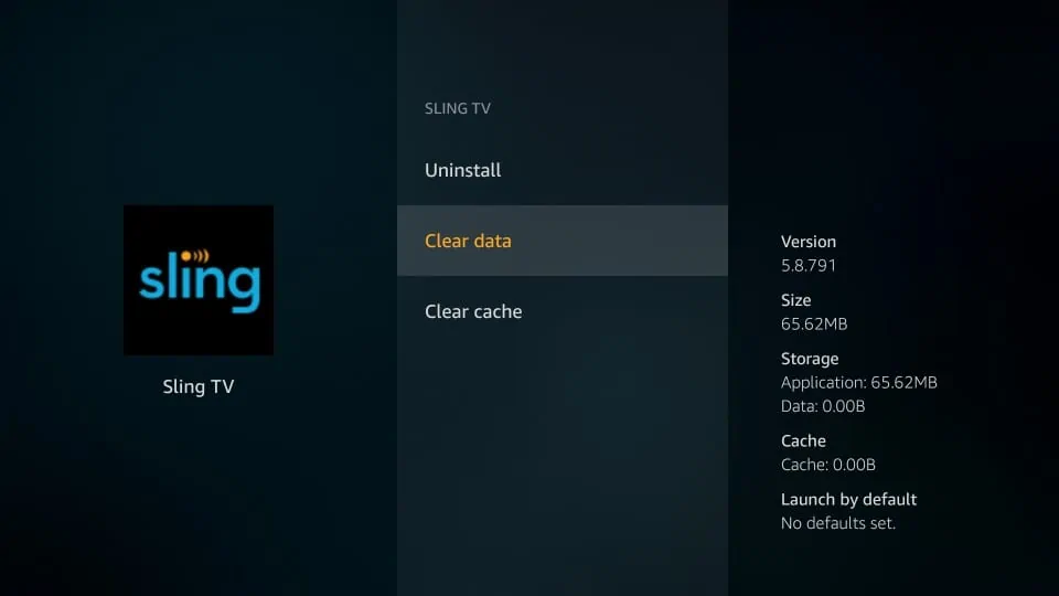 clear sling tv data on firestick