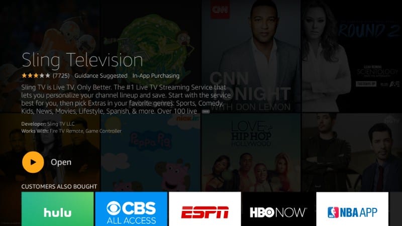 open sling tv on firestick