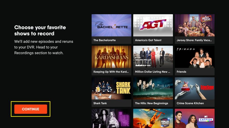 choose favorite show to record