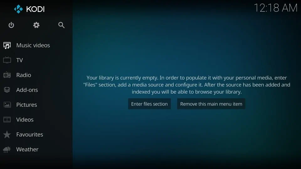 kodi home interface