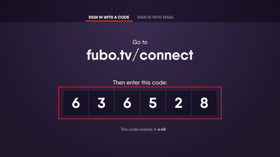 click sign in with a code option