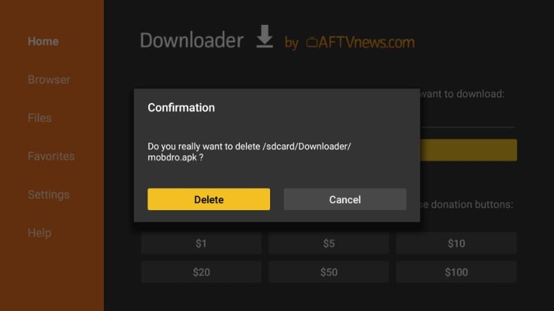 delete mobdro apk from firestick