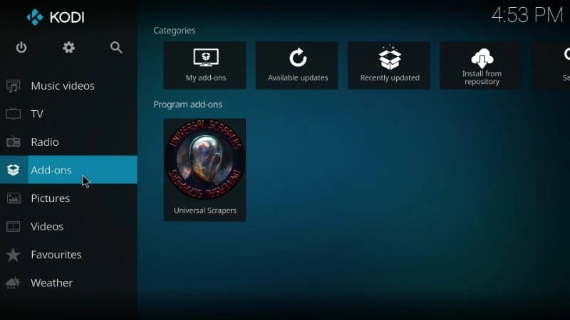 kodi addons settings