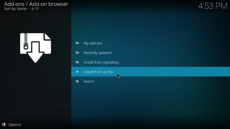 how to install kodi addon from zip file