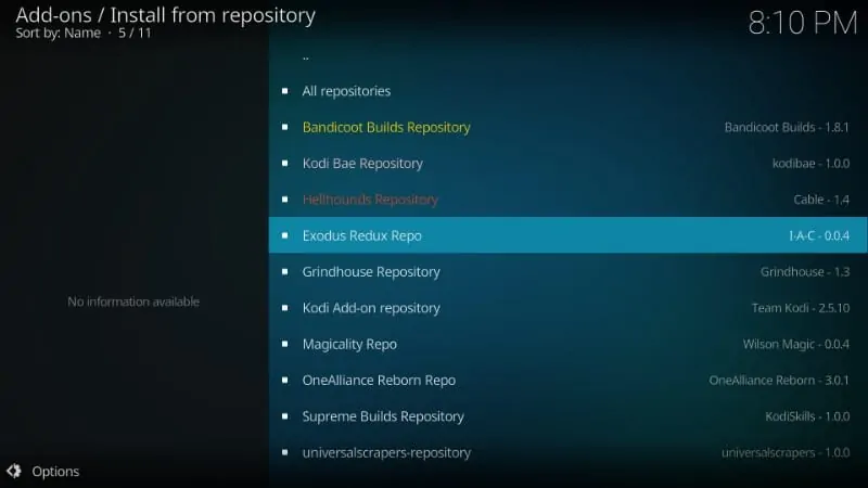 open kodi repository