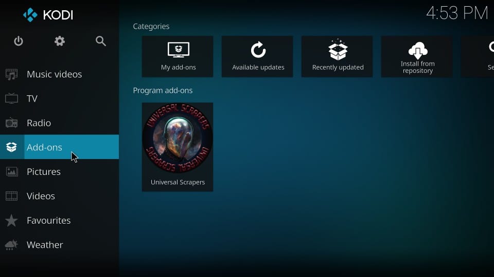 kodi addons settings