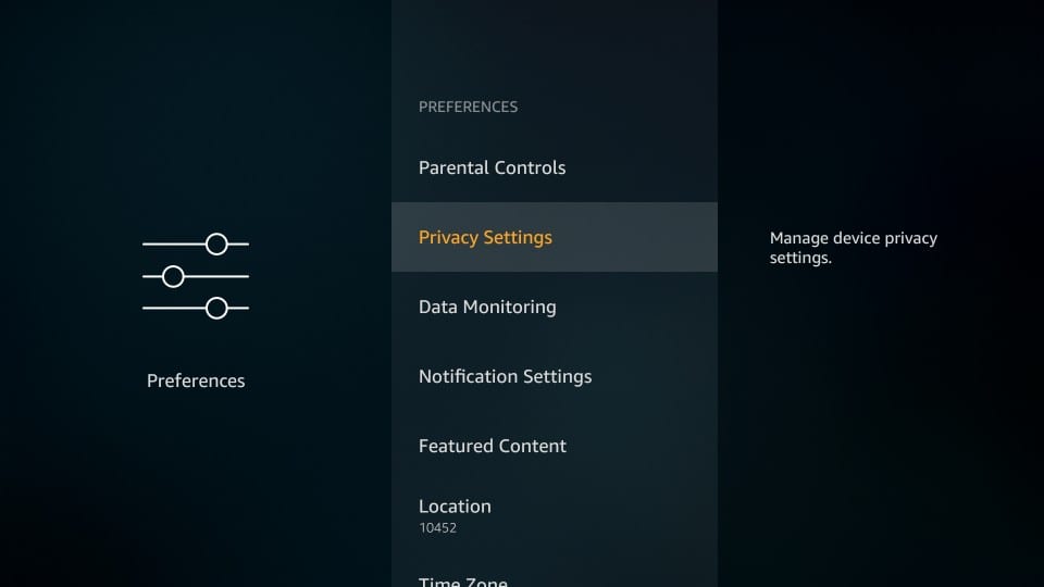 hot to change privacy settings on firestick