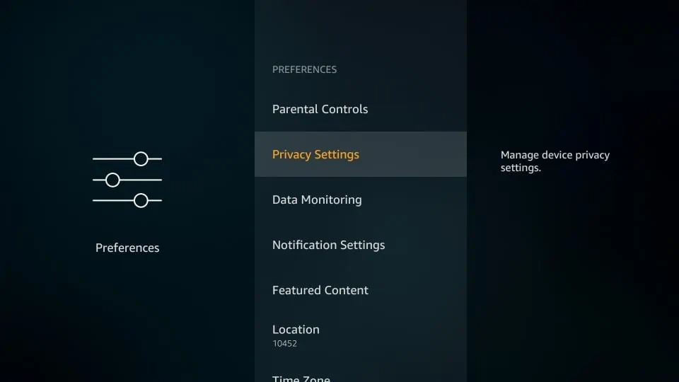 hot to change privacy settings on firestick