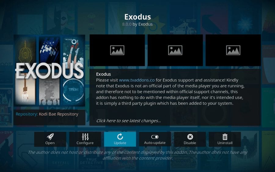 update exodus kodi addon