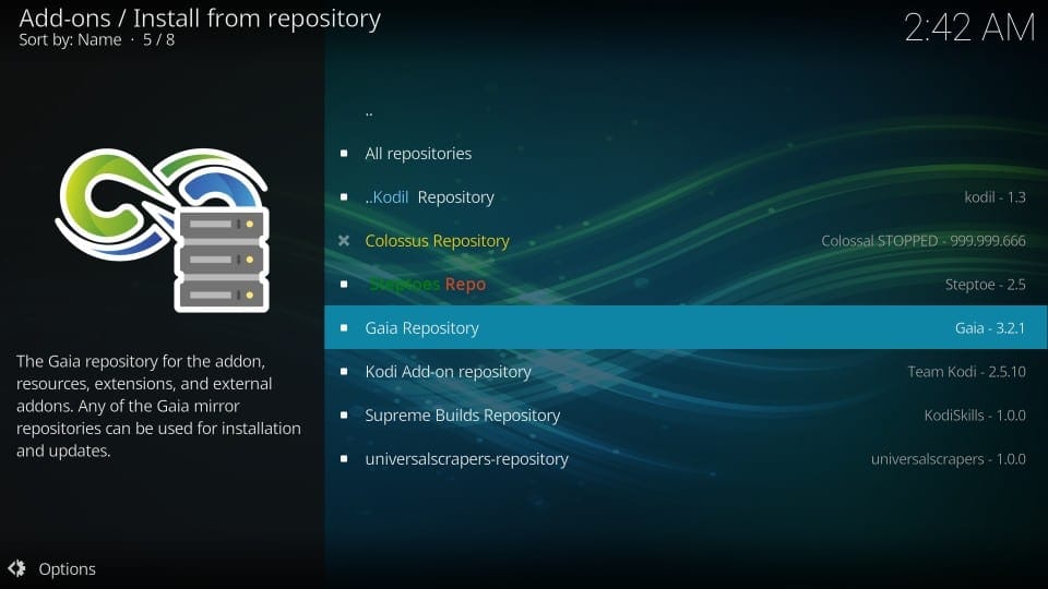 install gaia addon on kodi