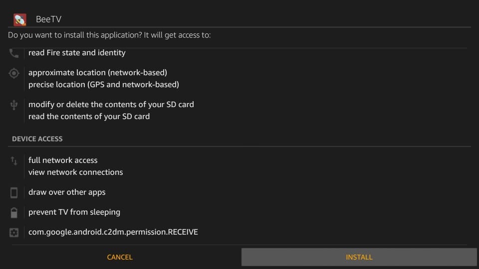 install beetv app on firestick