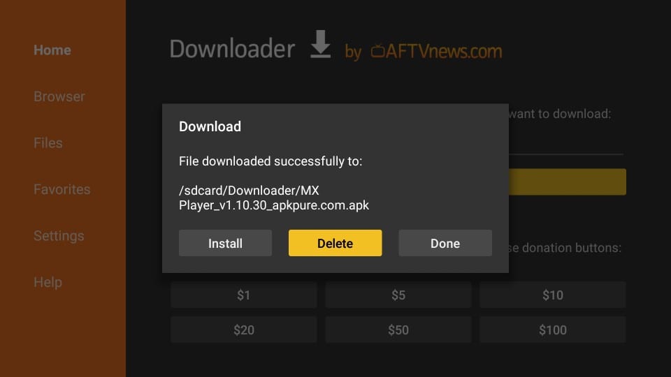 delete mx player apk from firestick