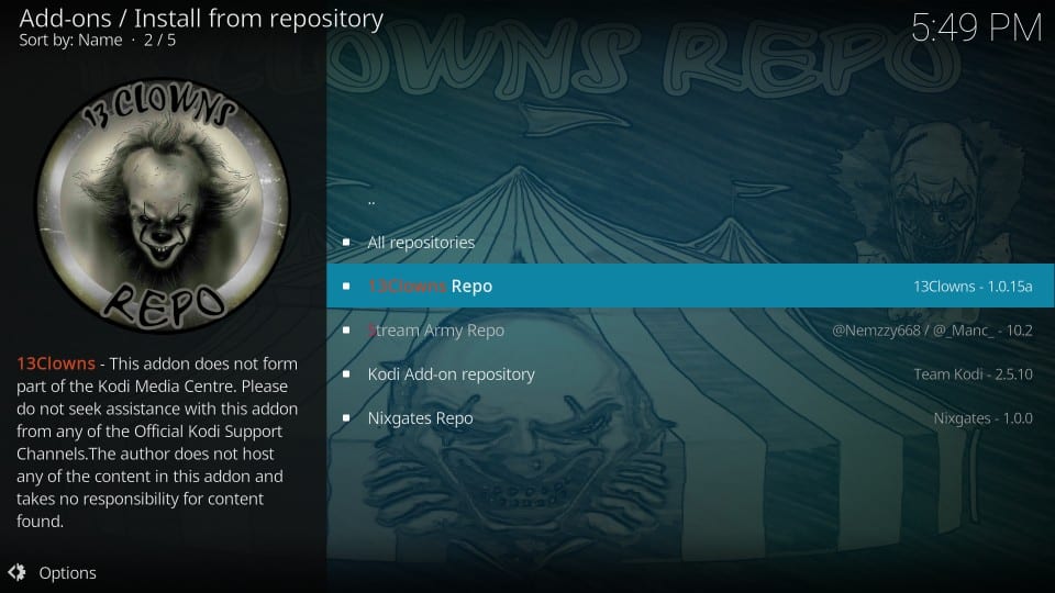 how to install 13 clowns kodi addon