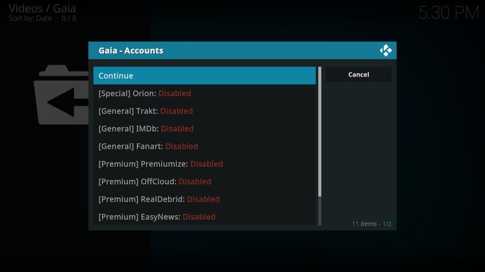 install gaia addon on kodi