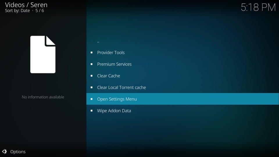 set up kodi seren addon