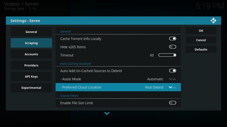 enable real debrid for seren kodi addon
