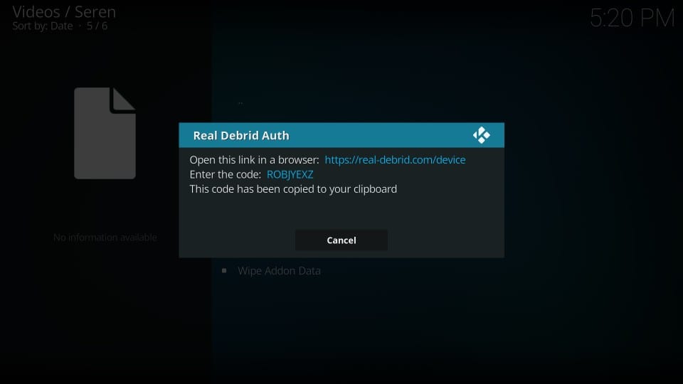 use seren addon on kodi