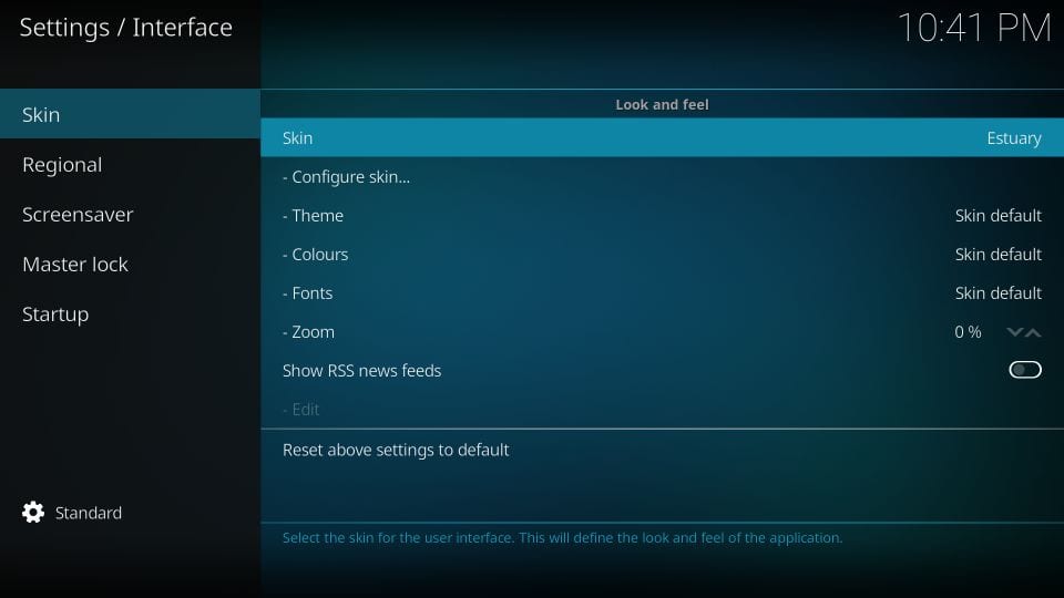 how to change kodi skin