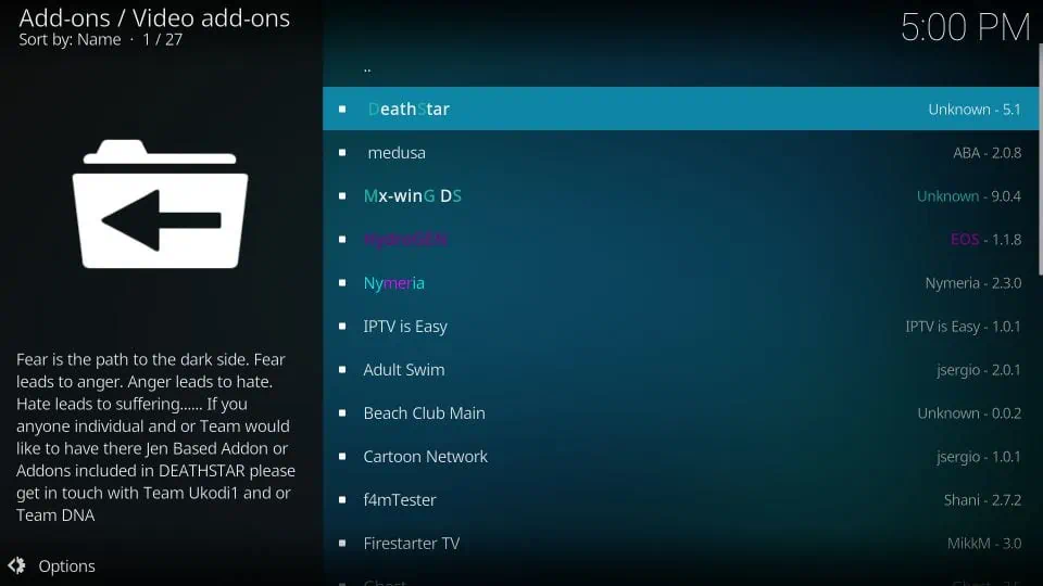 deathstar addon on kodi