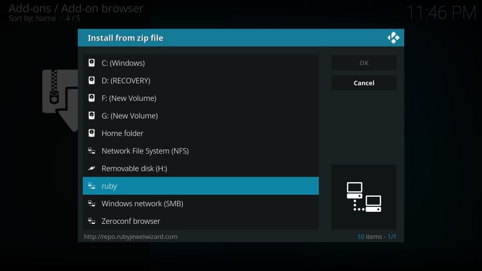 install 7 of 9 kodi addon