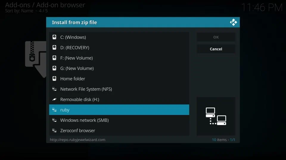 install 7 of 9 kodi addon