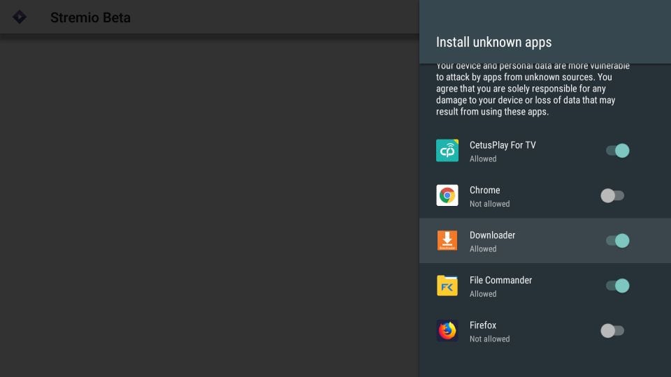allow installation from unknown sources on android tv box