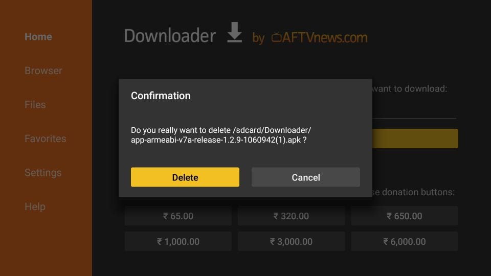 confirm deletion