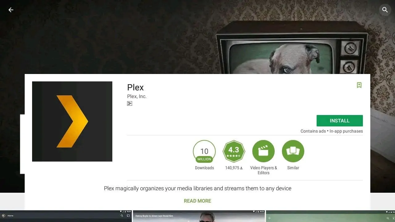 click install to install plex on android tv