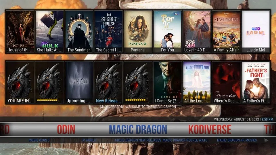 magic dragon kodi build home screen