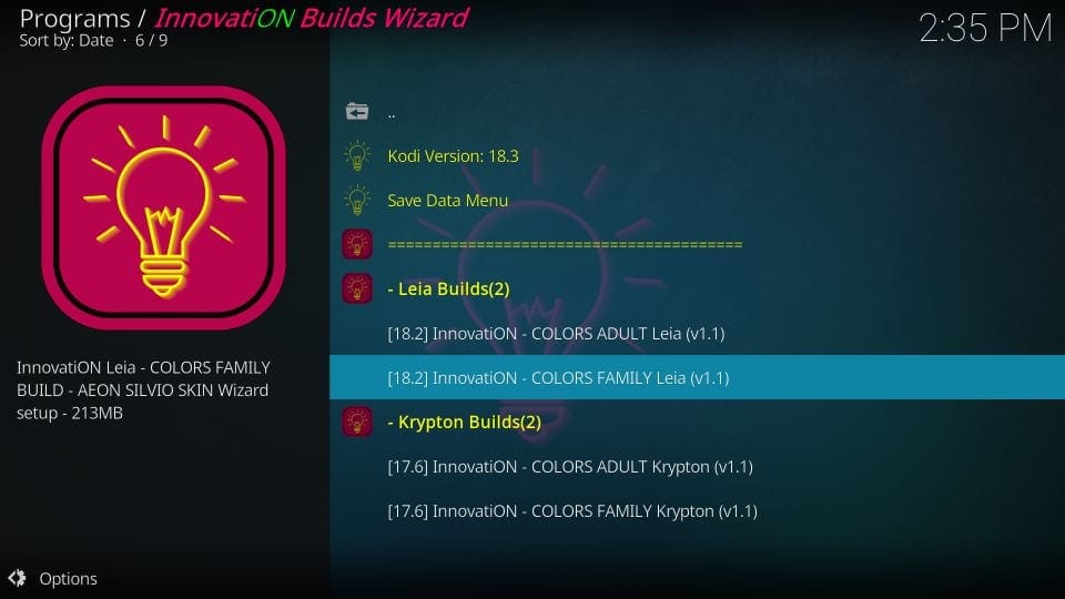 innovation colors family builds on kodi