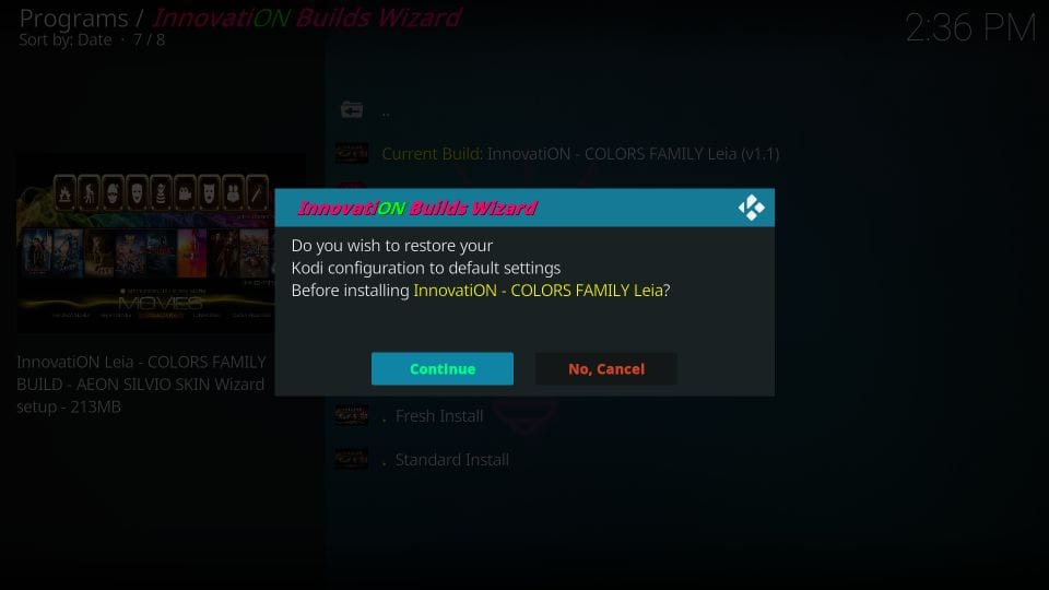 how to install innovation builds on kodi