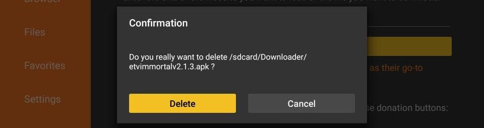 confirm delete eternal tv apk