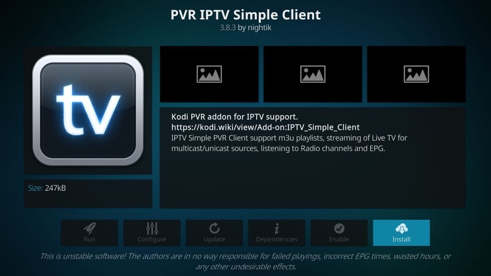 use pvr iptv simple client on kodi