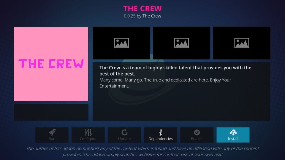 install the crew kodi addon