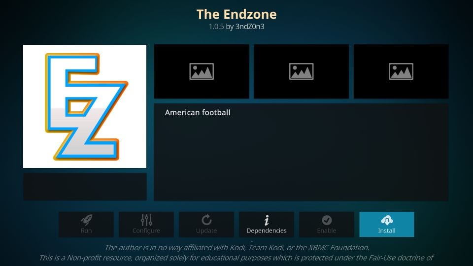 the endzone kodi addon