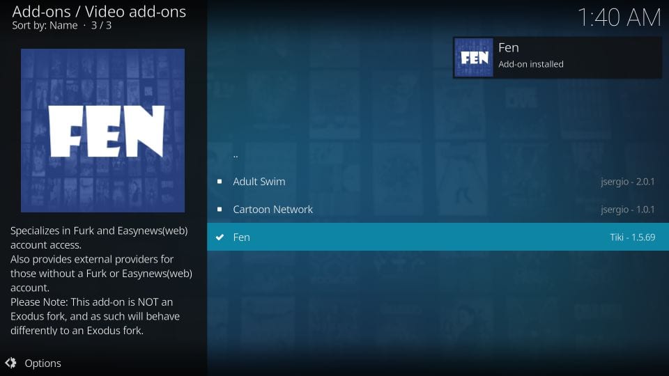 how to install fen addon on kodi