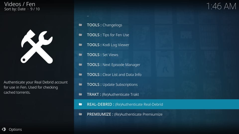 authorize real debrid on fen addon