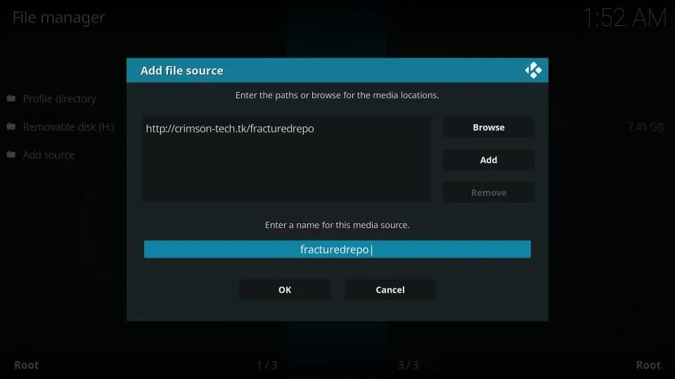 adding fractured repository to kodi