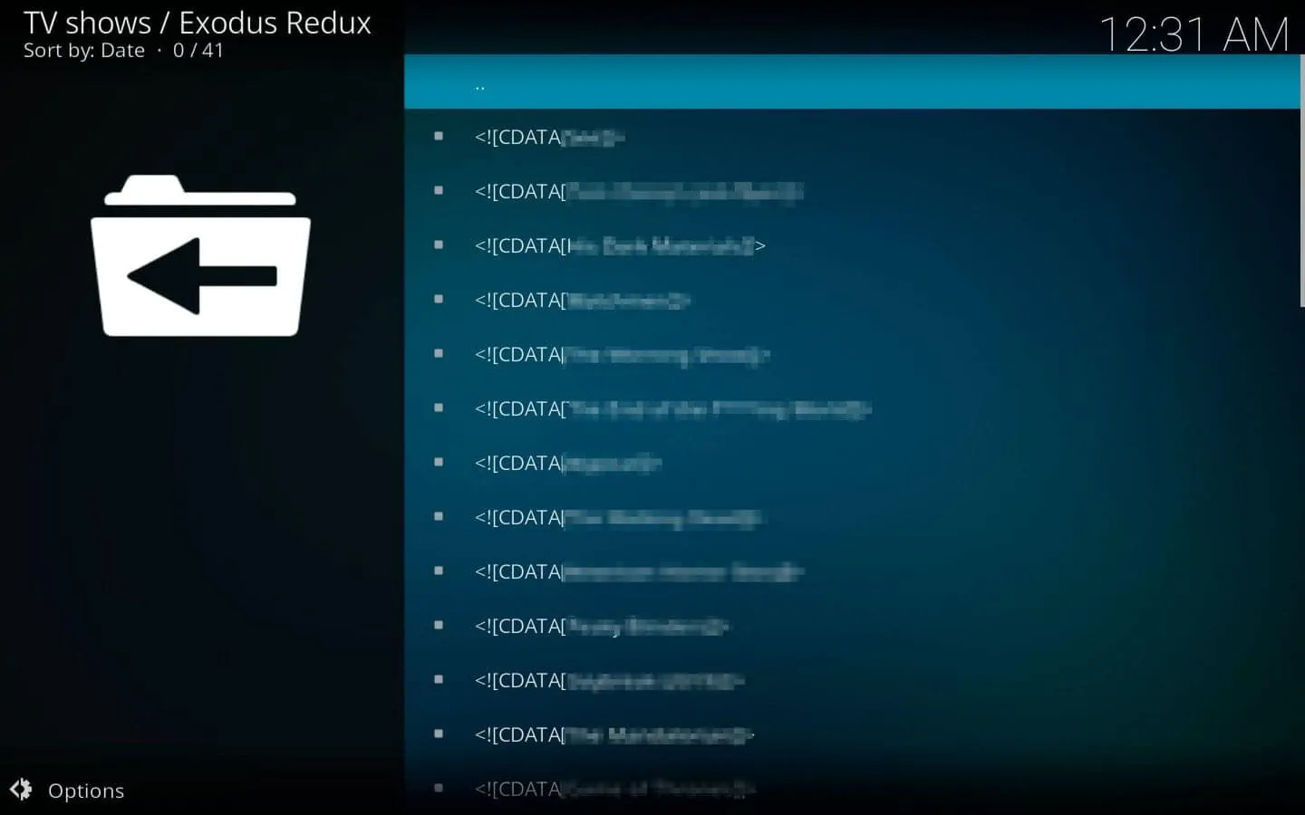 tv shows not working on kodi addons due to cdata error