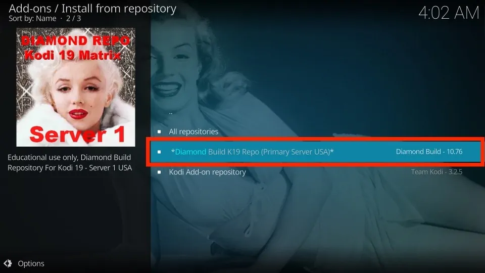 install diamond wizard repo on kodi