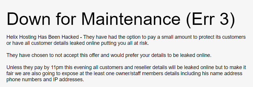 helix iptv ransomware message