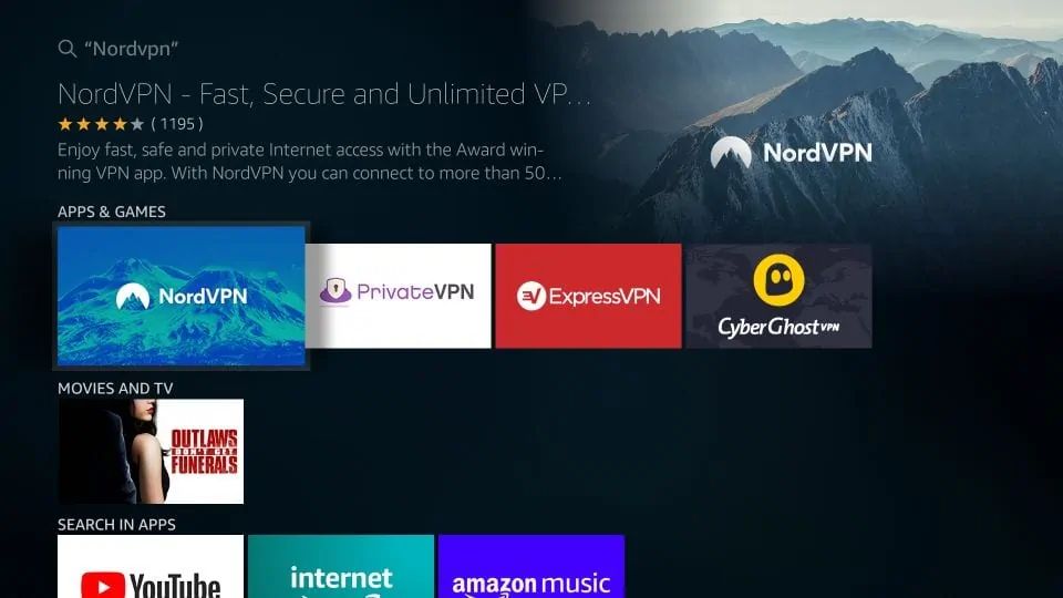 search nordvpn on firestick