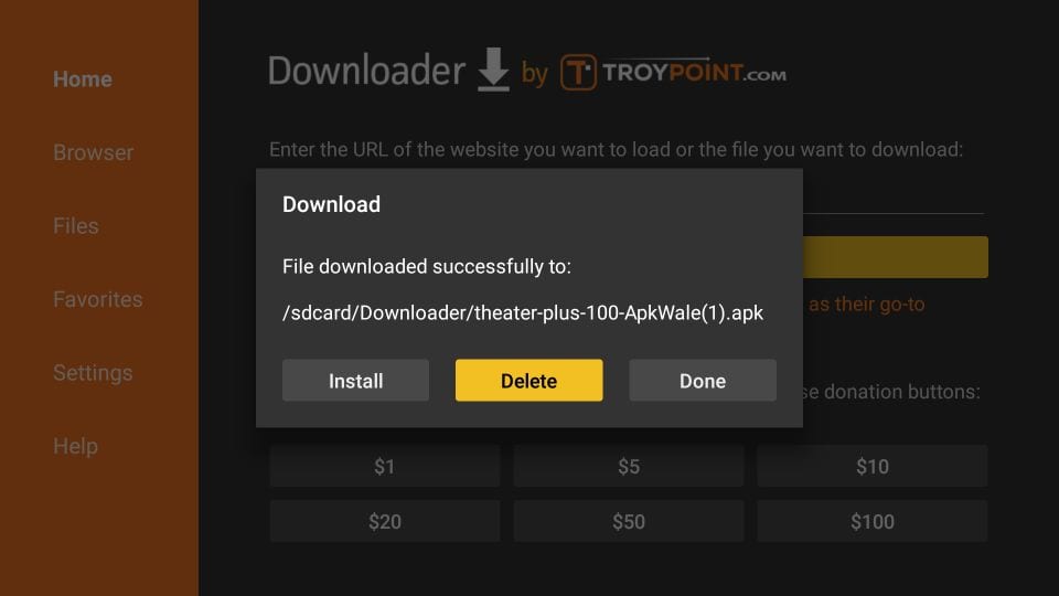 delete theater plus apk file from amazon fire stick